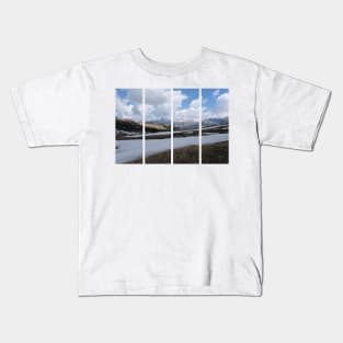 Selva di Val Gardena, Bolzano, Italy. Snow-covered mountain in the Dolomites; sunny spring day. Passo Sella Kids T-Shirt